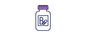 logo of a pill container with B vitamins
